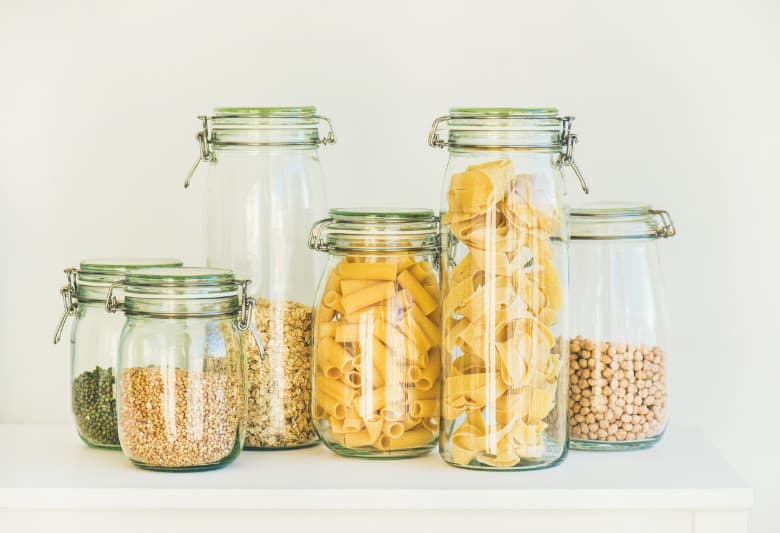 Pasta, Grains, And Beans In Mason Jars